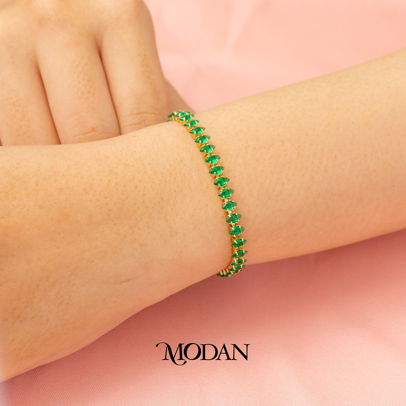 (16.5cm)(5mm) Colorful Marquise Party Tennis Bracelet Gelang Pesta Hypoallergenic Gold Filled