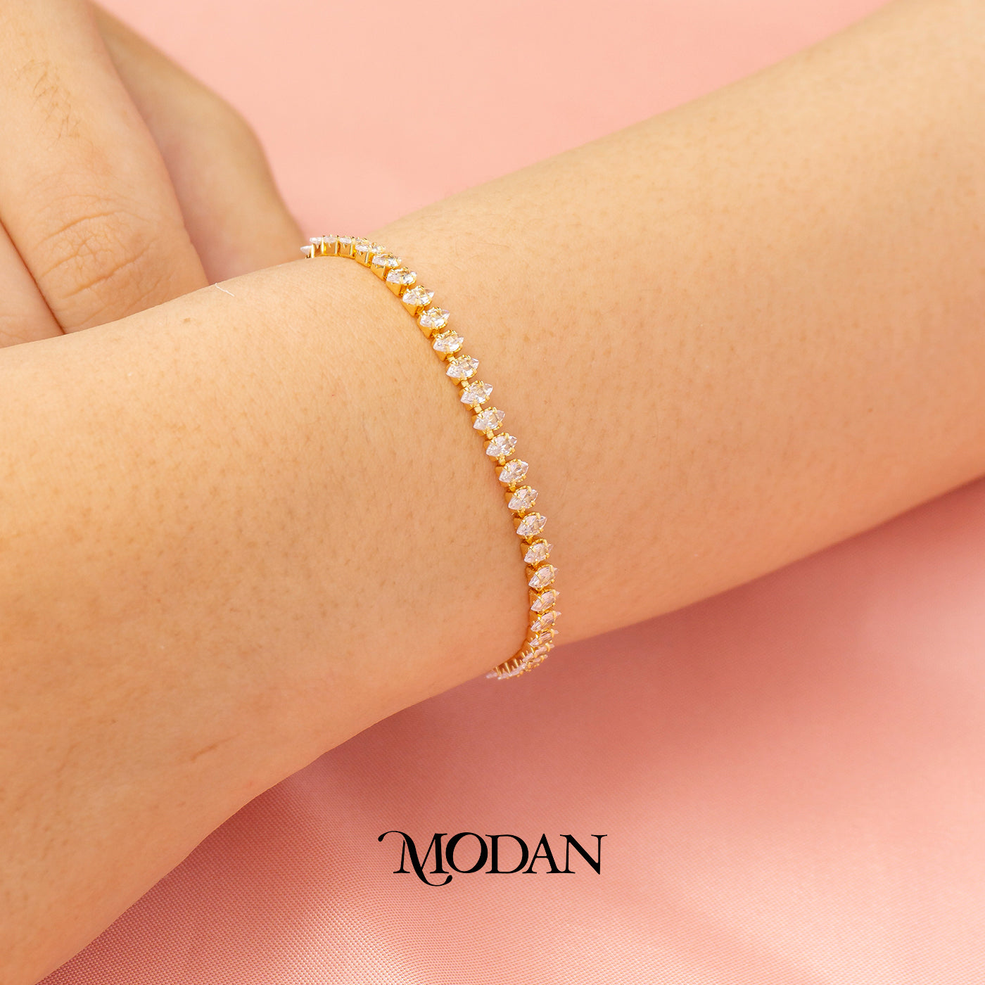 (16.5cm)(5mm) Colorful Marquise Party Tennis Bracelet Gelang Pesta Hypoallergenic Gold Filled