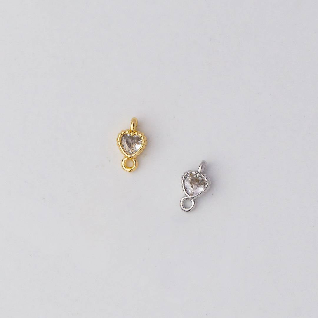 Side Hole Tiny Heart 7mm DIY Connector Liontin Berlian Hati Hypoallergenic Gold Filled