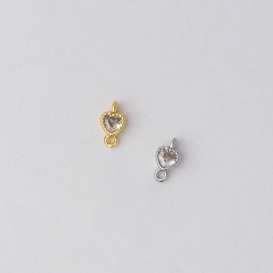 Side Hole Tiny Heart 7mm DIY Connector Liontin Berlian Hati Hypoallergenic Gold Filled