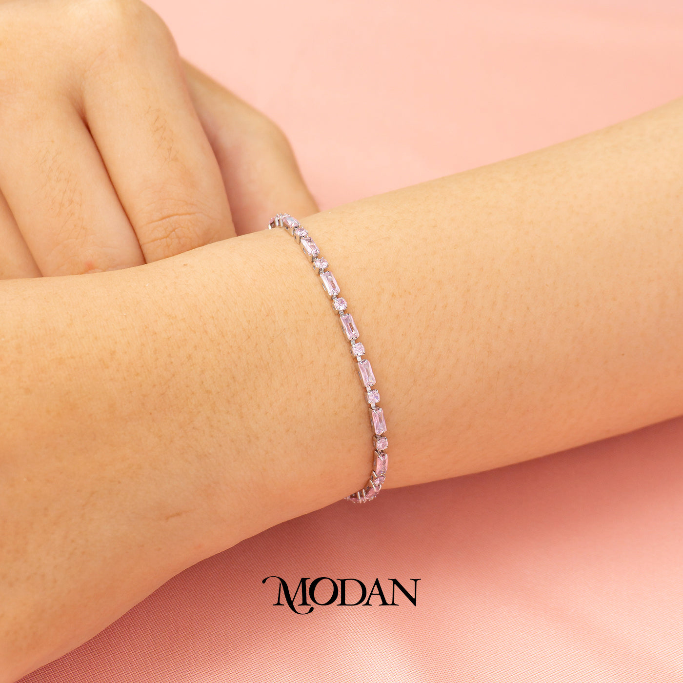 (2.5mm) Simple Round Baguette Zirconia Tennis Adjustable Bracelet Gelang Serut Hypoallergenic Gold Filled
