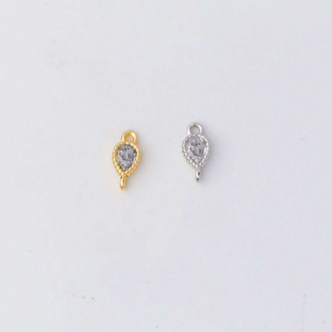 Side Hole Tiny Beaded Teardrop 9mm DIY Connector Liontin Berlian Tetes Air Hypoallergenic Gold Filled