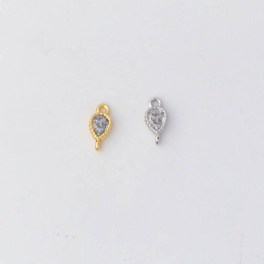 Side Hole Tiny Beaded Teardrop 9mm DIY Connector Liontin Berlian Tetes Air Hypoallergenic Gold Filled