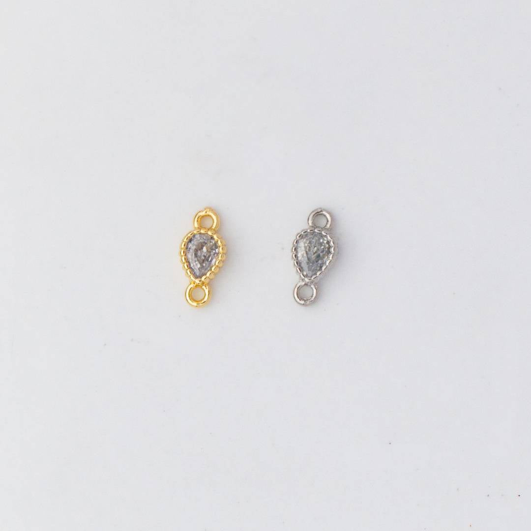 Front Hole Tiny Beaded Teardrop DIY Connector Liontin Berlian Tetes Air Hypoallergenic Gold Filled