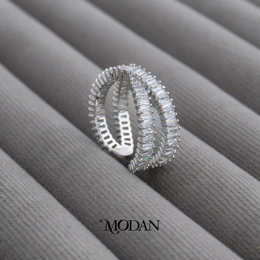 Micro Paved Cross Stackable Adjustable Ring Cincin X Adjustable Hypoallergenic Gold Plated