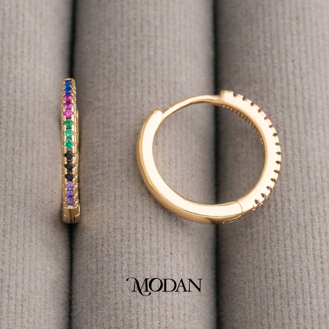 16mm Colorful Mini Hoops Huggies Hoop Earrings Anting Simple Warna Warni Hypoallergenic Gold Filled
