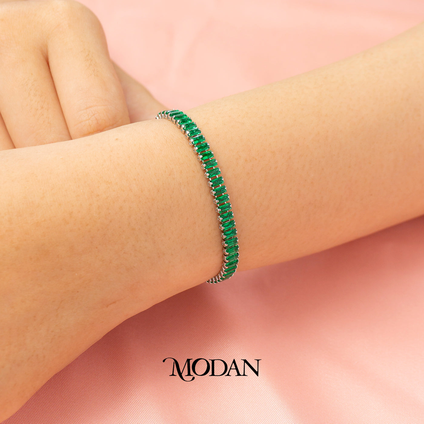 (5mm) Colorful Simple Ribbed Baguette Zirconia Tennis Adjustable Bracelet Gelang Serut Hypoallergenic Gold Filled