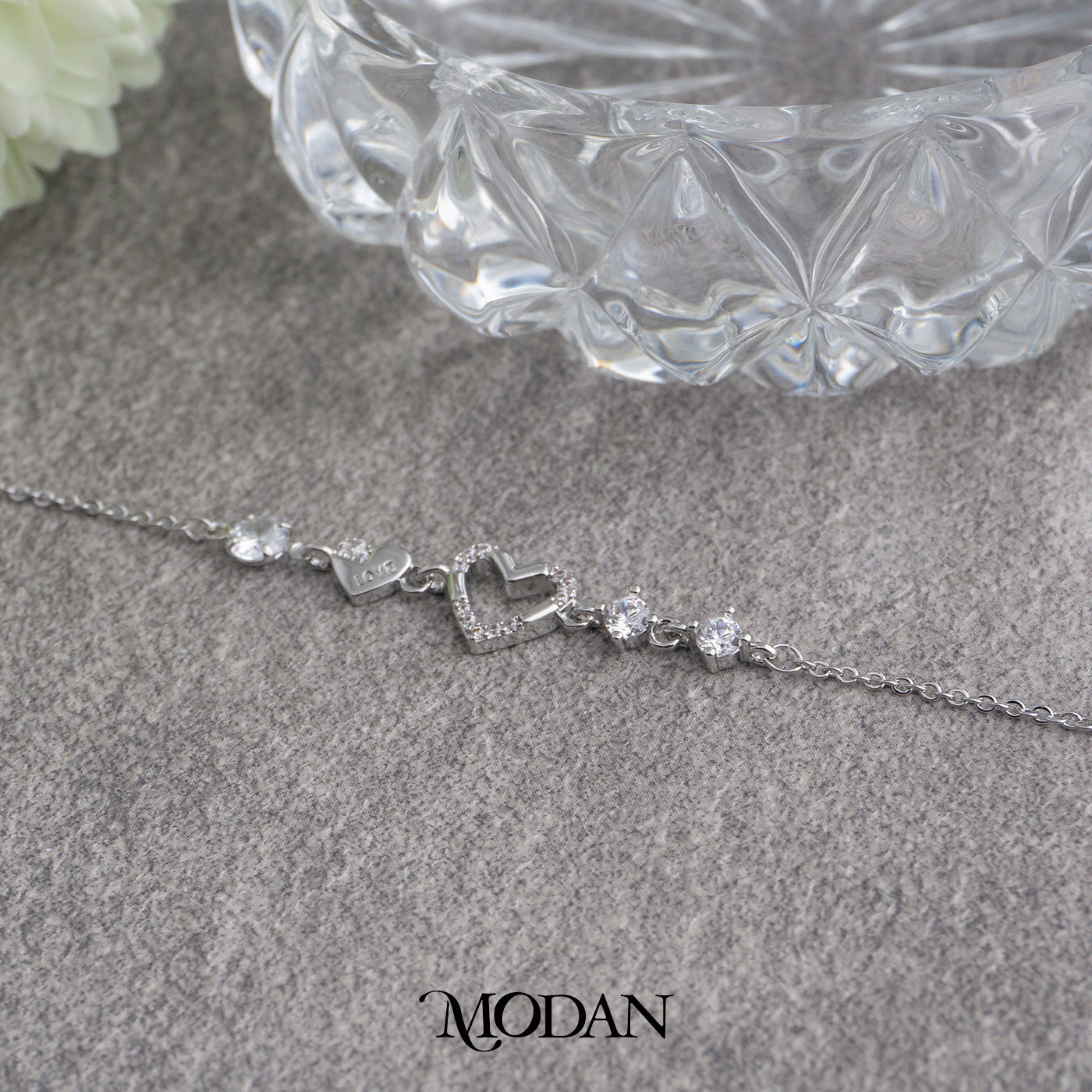 Sparkling Zirconia Love Heart Bracelet Gelang Minimalis Hypoallergenic Gold Filled