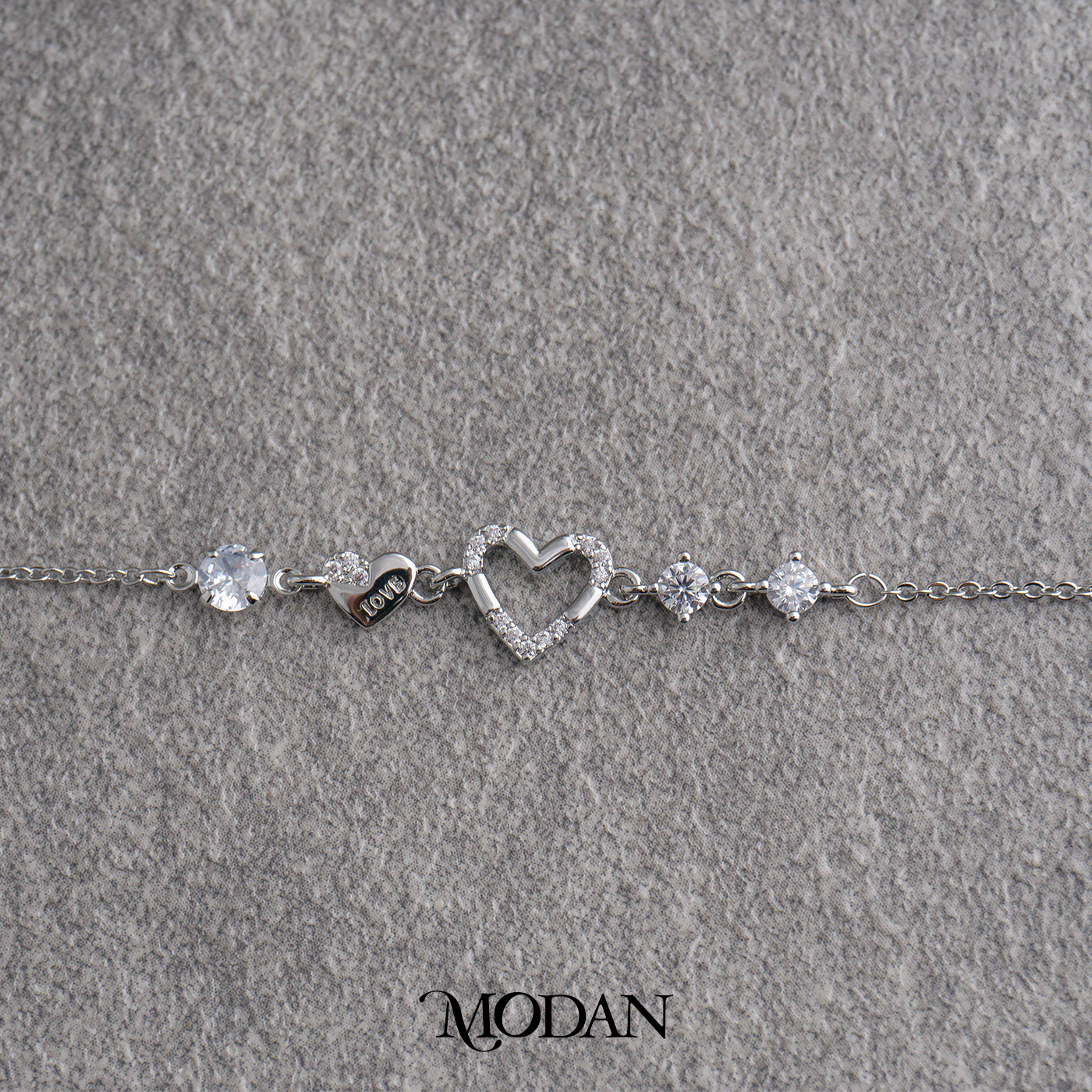 Sparkling Zirconia Love Heart Bracelet Gelang Minimalis Hypoallergenic Gold Filled