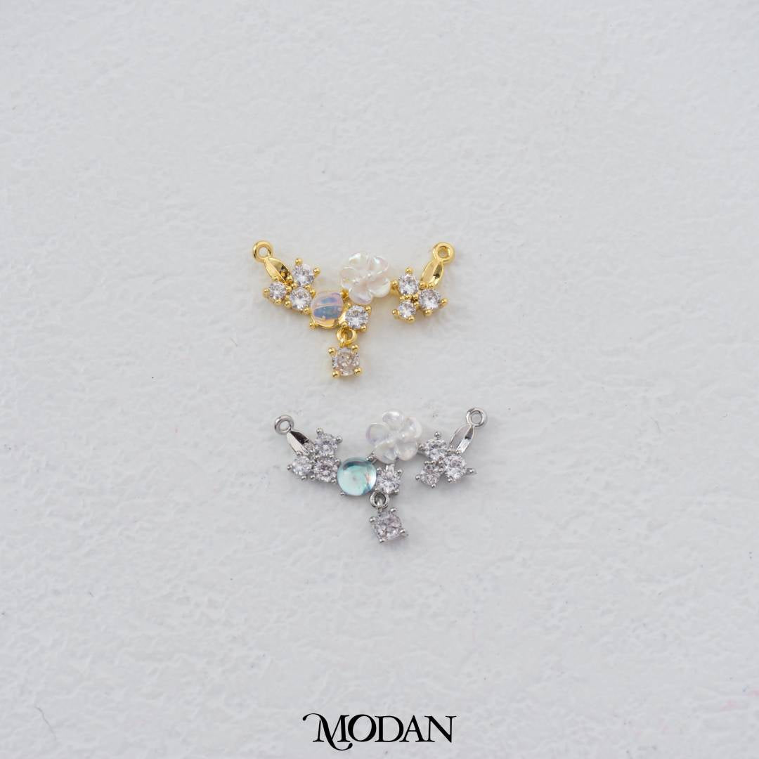 Blooming White Flower Dangle DIY Charm Liontin Bunga Putih Hypoallergenic Gold Plated