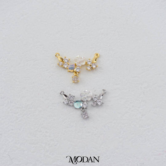 Blooming White Flower Dangle DIY Charm Liontin Bunga Putih Hypoallergenic Gold Plated