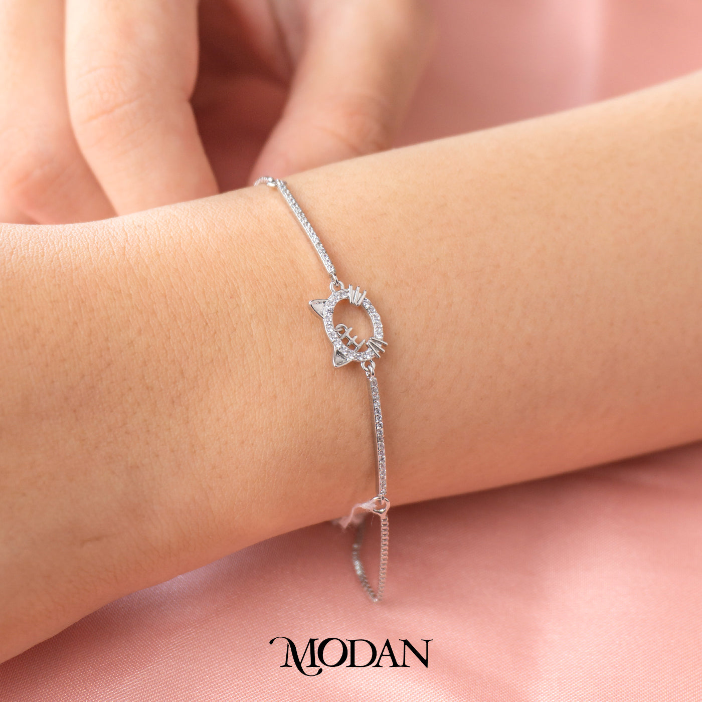 Minimalist Kitty Cat Fishbone Charm Adjustable Bracelet Gelang Serut Hypoallergenic Gold Filled