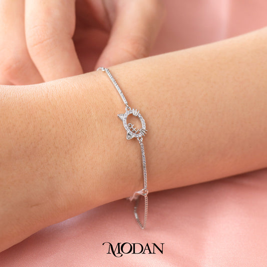 Minimalist Kitty Cat Fishbone Charm Adjustable Bracelet Gelang Serut Hypoallergenic Gold Filled