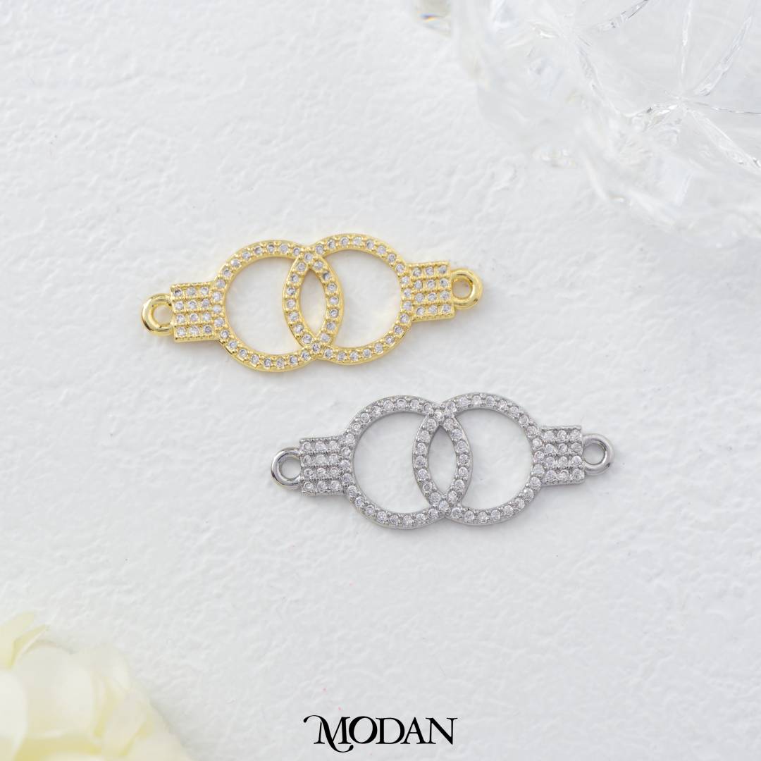 Interlocking Handcuff DIY Connector Liontin Bulat Berlian Pasir Hypoallergenic Gold Filled