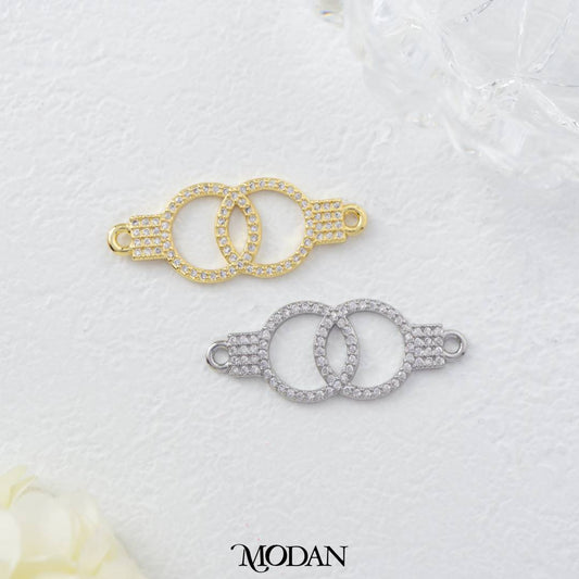 Interlocking Handcuff DIY Connector Liontin Bulat Berlian Pasir Hypoallergenic Gold Filled