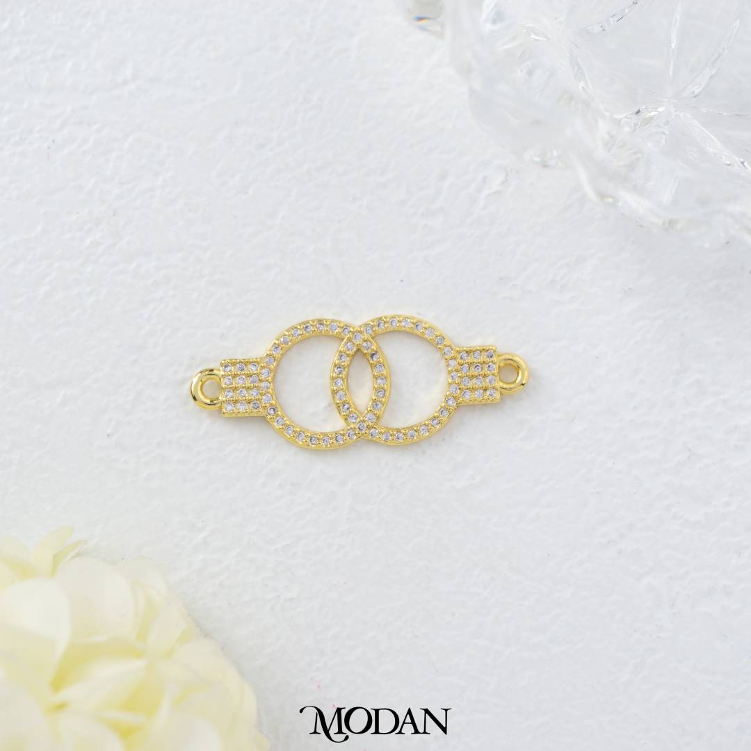 Interlocking Handcuff DIY Connector Liontin Bulat Berlian Pasir Hypoallergenic Gold Filled