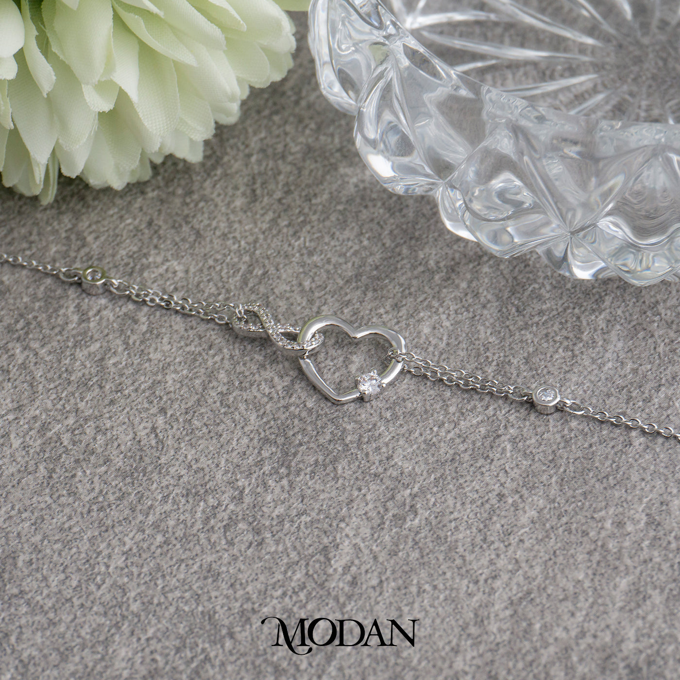 (16cm) Minimalist Interlocking Heart Infinity Bracelet Gelang Minimalis Hypoallergenic Gold Filled