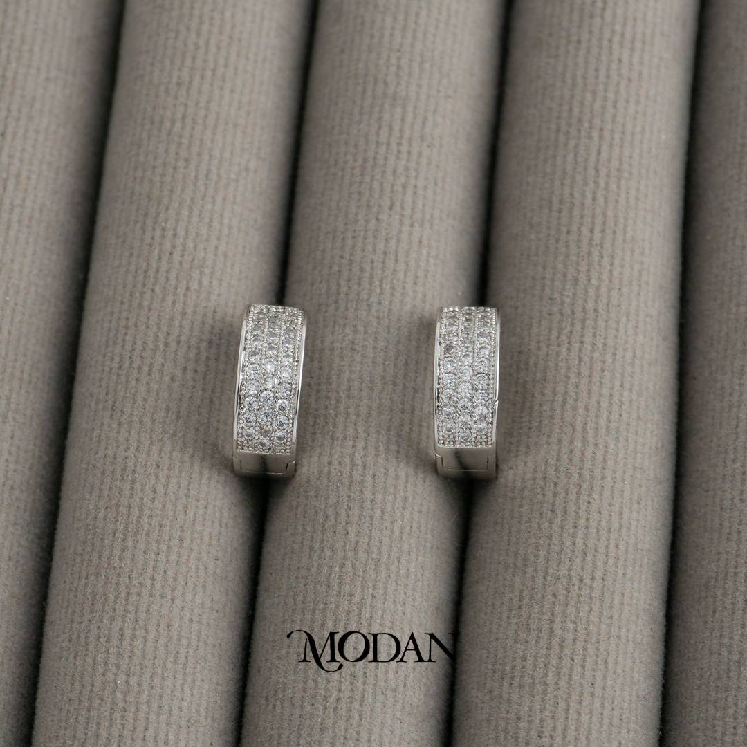 Sparkling Hoop Earrings Anting Bulat Simple Hypoallergenic Gold Plated