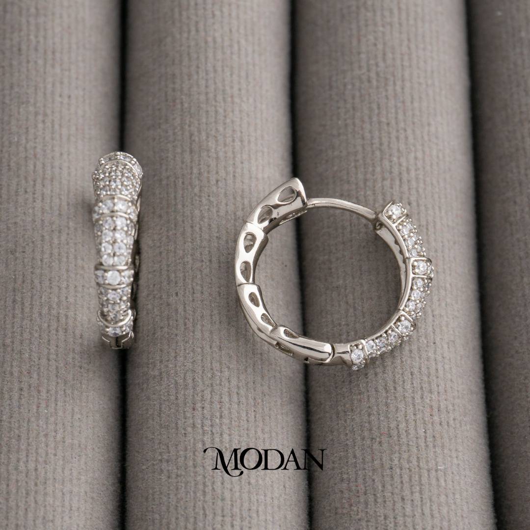 Sparkling Tube Wide Hoop Earrings Anting Bulat Tebal Hypoallergenic Gold Plated