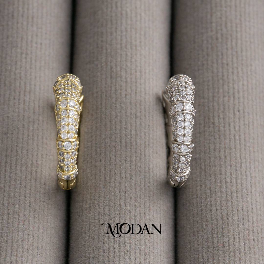 Sparkling Tube Wide Hoop Earrings Anting Bulat Tebal Hypoallergenic Gold Plated