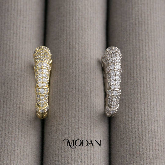 Sparkling Tube Wide Hoop Earrings Anting Bulat Tebal Hypoallergenic Gold Plated