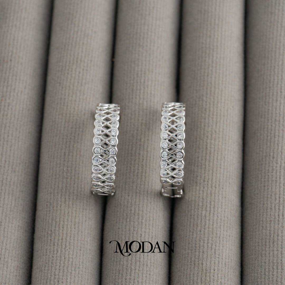 Open Lined Infinity Pattern Hoop Earrings Anting Bulat Wanita Hypoallergenic Gold Plated