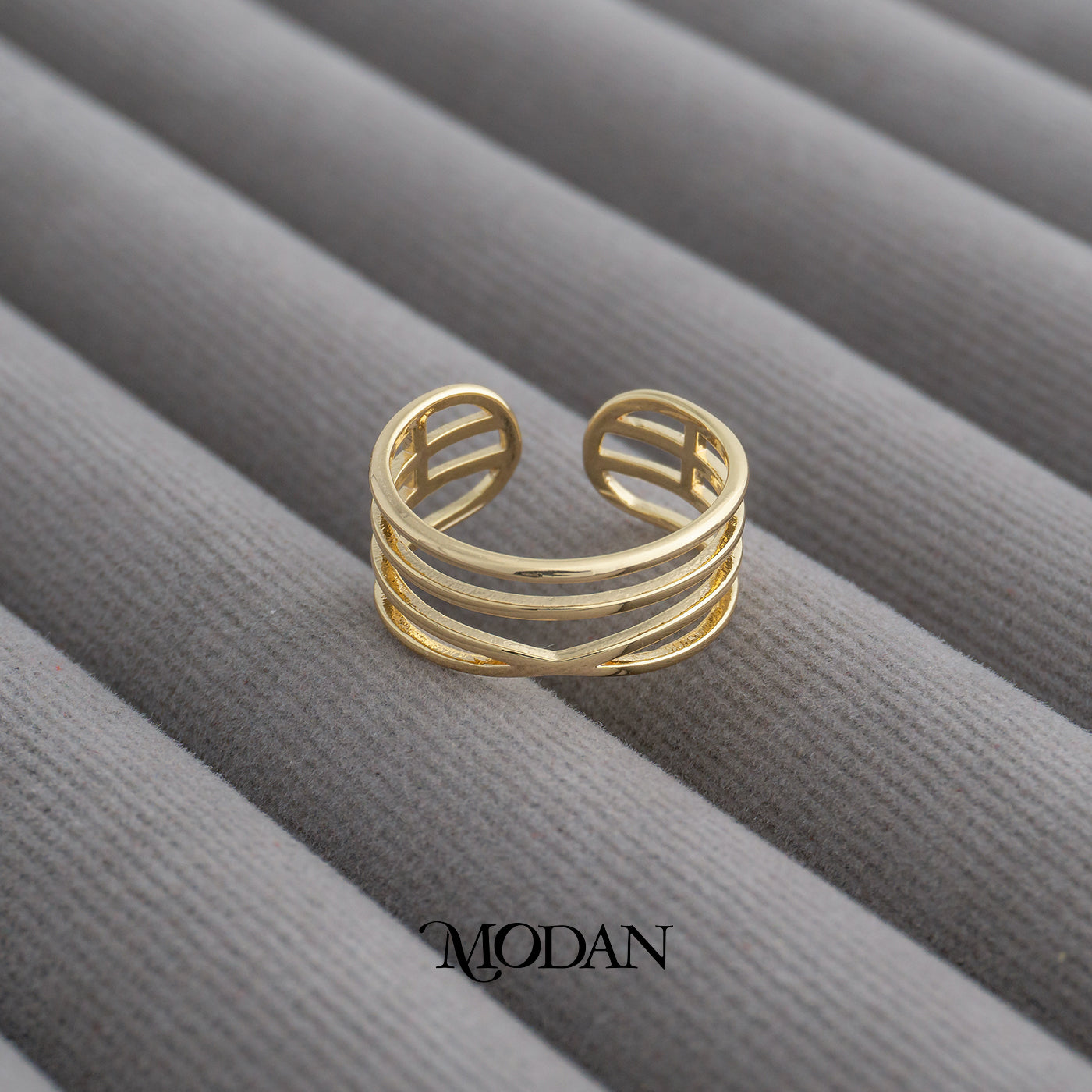 Minimalist Four Layer Stacked Ring Cincin Minimalis Tumpuk Hypoallergenic Gold Plated