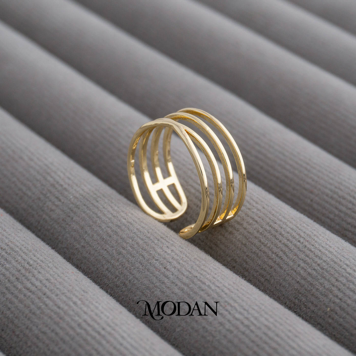 Minimalist Four Layer Stacked Ring Cincin Minimalis Tumpuk Hypoallergenic Gold Plated