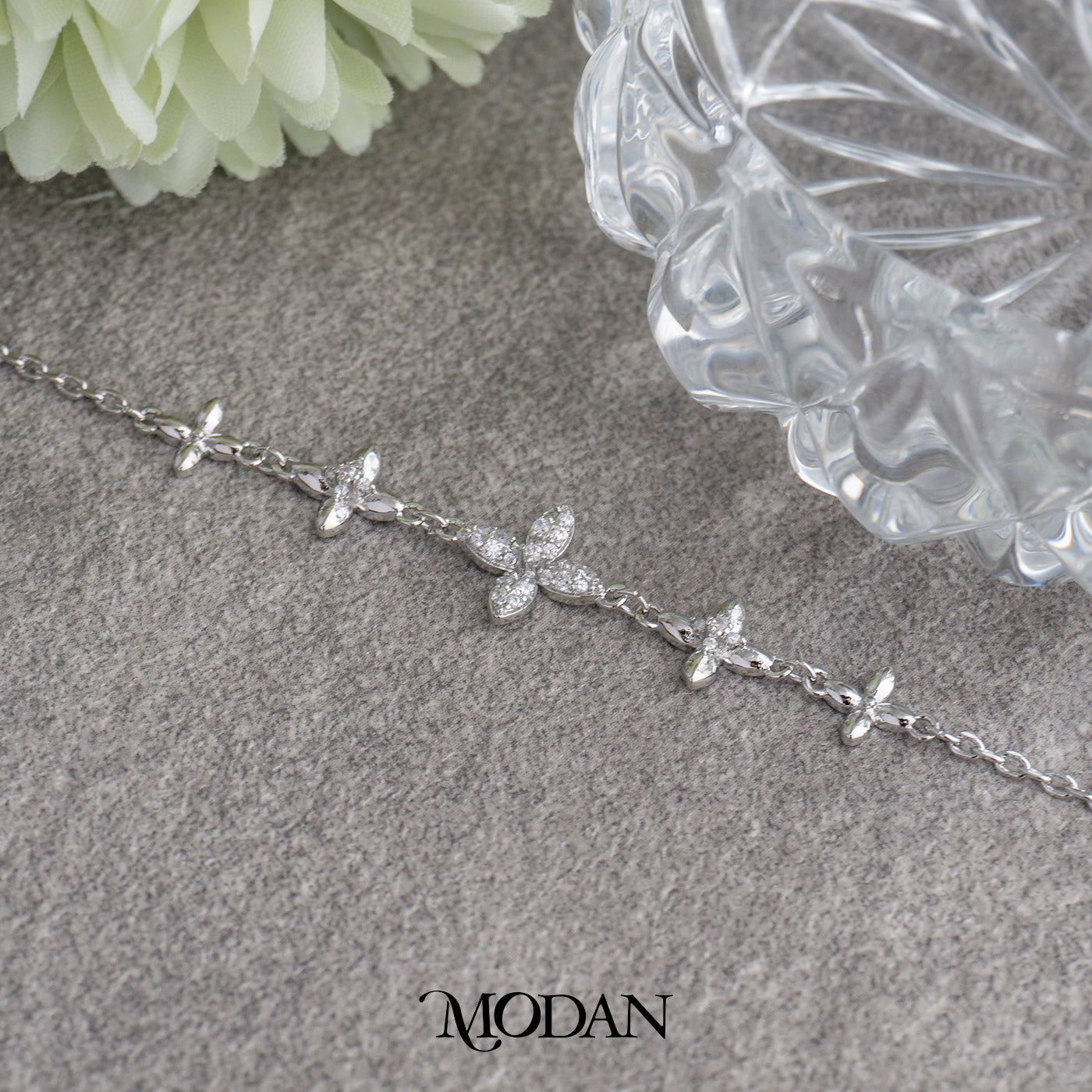 (16cm) Silver Sparkling Starburst Flower Bracelet Gelang Bunga Bintang Hypoallergenic Gold Filled