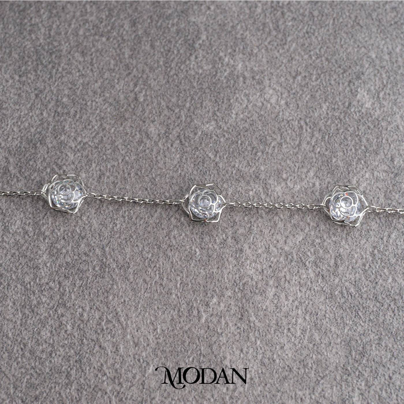 (17cm) Silver Blooming Camelia Flower Bracelet Gelang Bunga Hypoallergenic Gold Filled