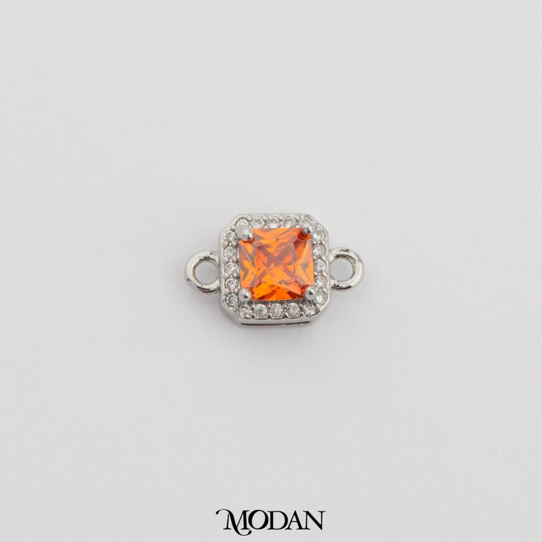 Square Princess Cut Birthstone DIY Connector Liontin Bulan Lahir Warna-Warni Hypoallergenic Gold Filled