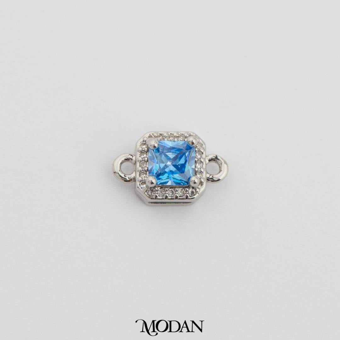 Square Princess Cut Birthstone DIY Connector Liontin Bulan Lahir Warna-Warni Hypoallergenic Gold Filled
