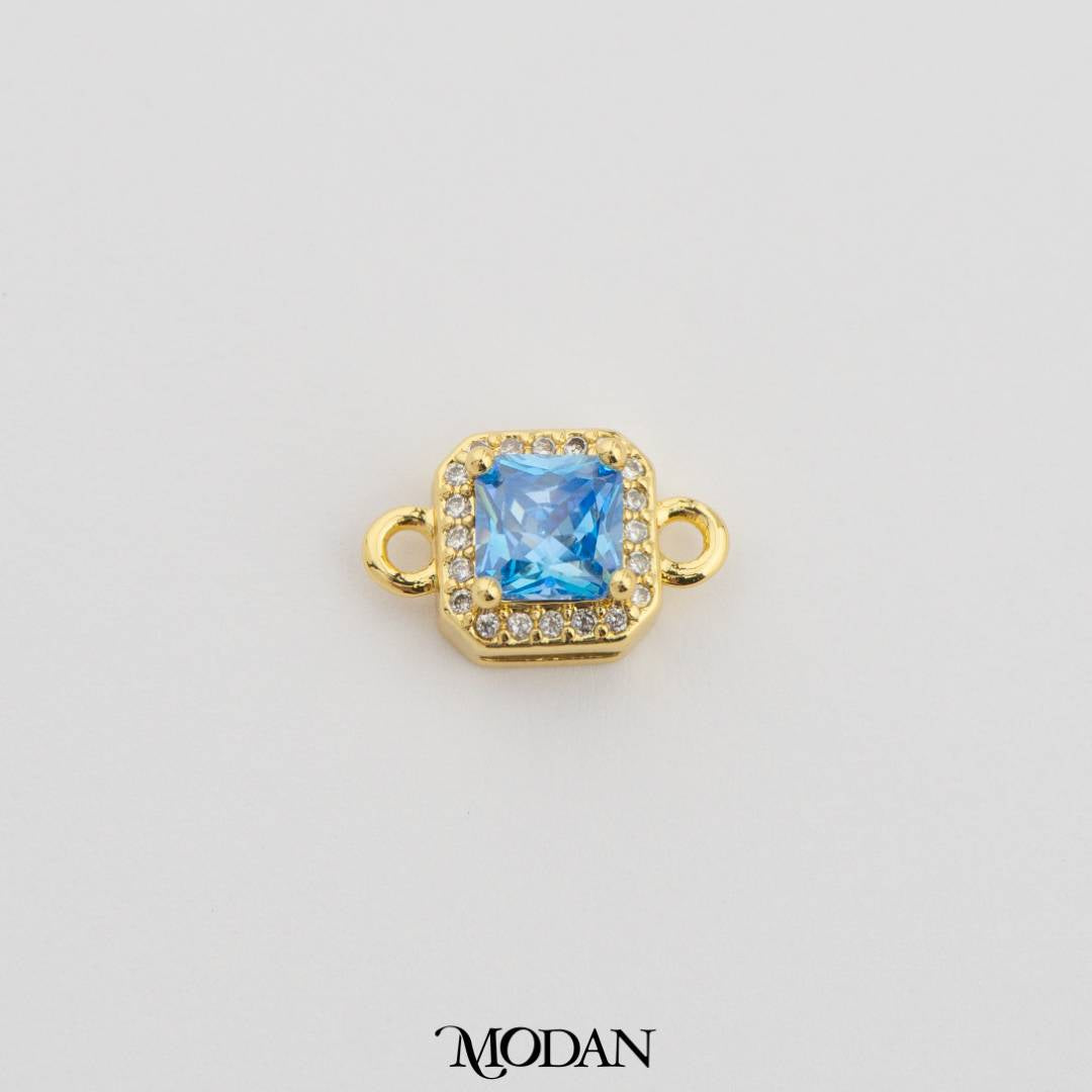 Square Princess Cut Birthstone DIY Connector Liontin Bulan Lahir Warna-Warni Hypoallergenic Gold Filled