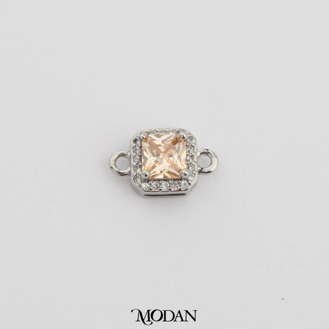 Square Princess Cut Birthstone DIY Connector Liontin Bulan Lahir Warna-Warni Hypoallergenic Gold Filled