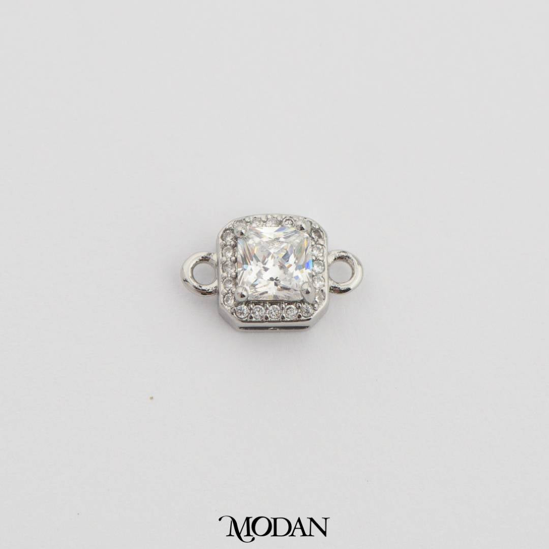 Square Princess Cut Birthstone DIY Connector Liontin Bulan Lahir Warna-Warni Hypoallergenic Gold Filled