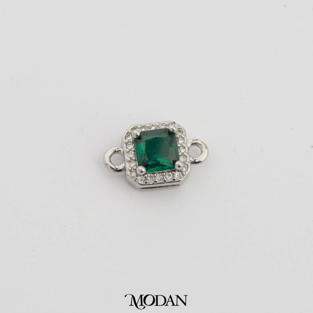 Square Princess Cut Birthstone DIY Connector Liontin Bulan Lahir Warna-Warni Hypoallergenic Gold Filled