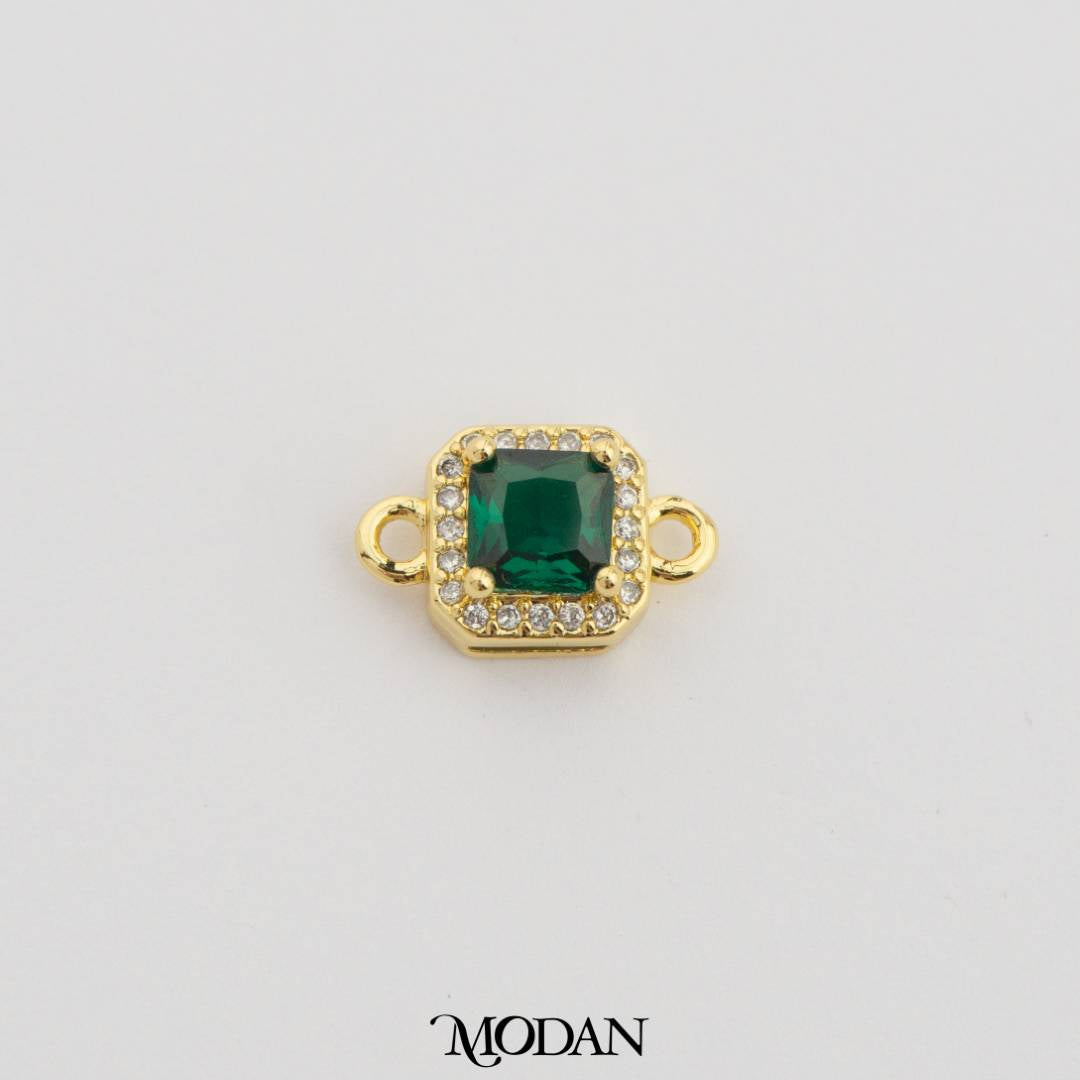 Square Princess Cut Birthstone DIY Connector Liontin Bulan Lahir Warna-Warni Hypoallergenic Gold Filled