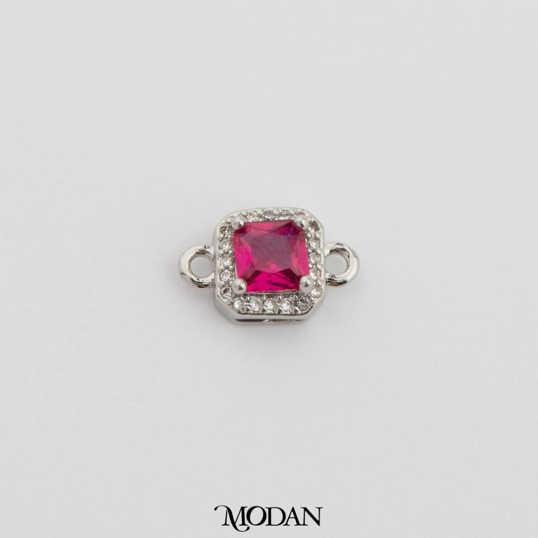 Square Princess Cut Birthstone DIY Connector Liontin Bulan Lahir Warna-Warni Hypoallergenic Gold Filled