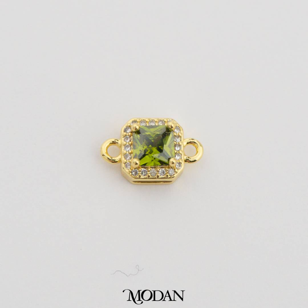 Square Princess Cut Birthstone DIY Connector Liontin Bulan Lahir Warna-Warni Hypoallergenic Gold Filled