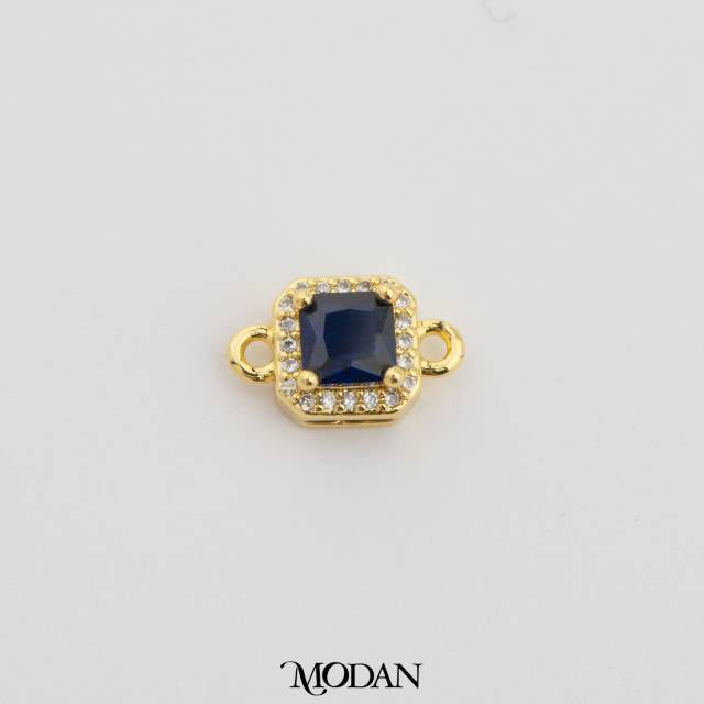 Square Princess Cut Birthstone DIY Connector Liontin Bulan Lahir Warna-Warni Hypoallergenic Gold Filled