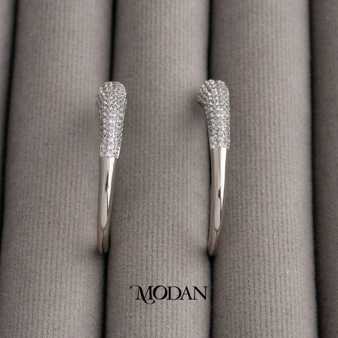 Sparkling Statement J-Shaped Hoop Earrings Anting Hijab Lengkung J Hypoallergenic Gold Filled