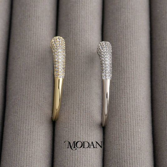 Sparkling Statement J-Shaped Hoop Earrings Anting Hijab Lengkung J Hypoallergenic Gold Filled