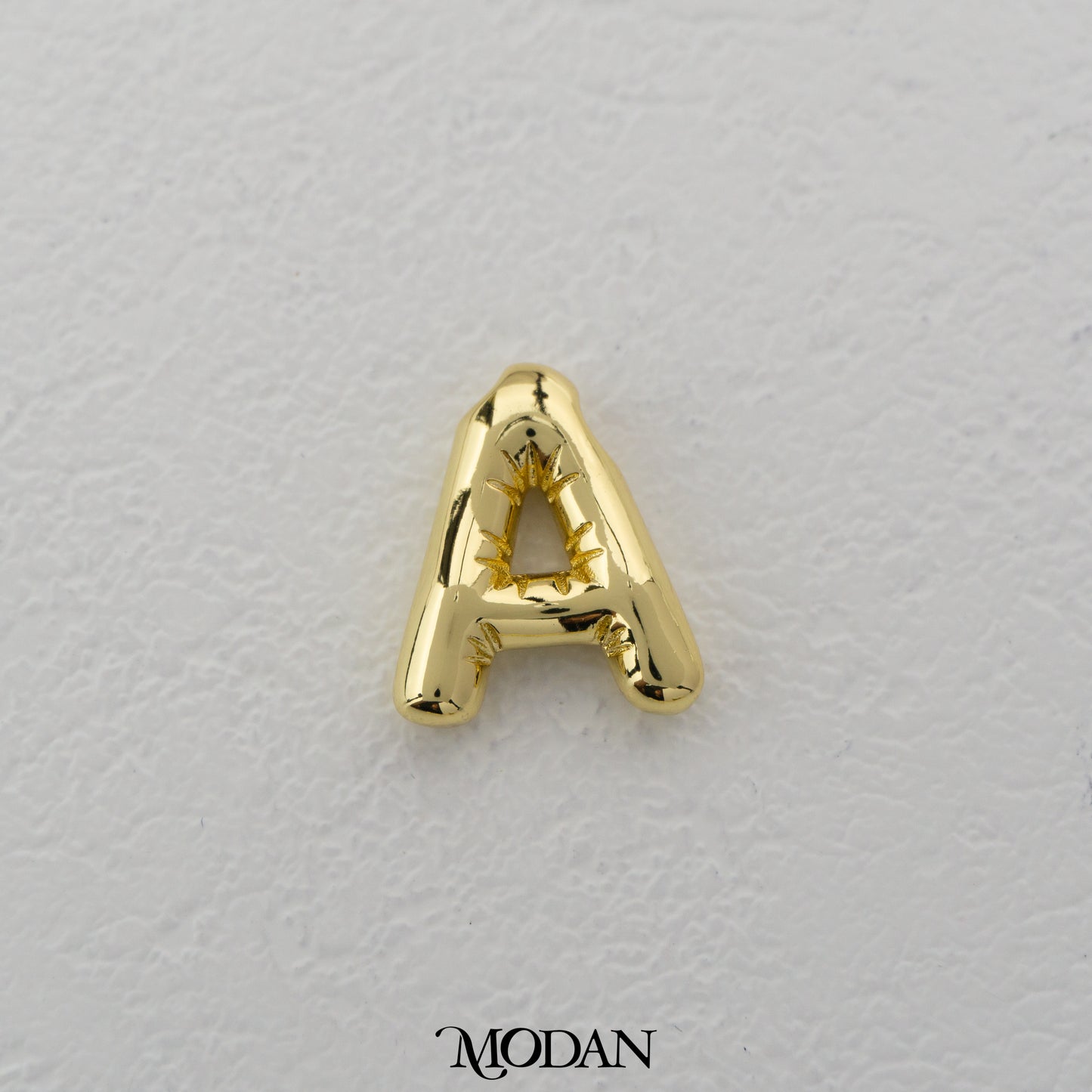 Chunky Plain A-Z Initial Alphabet Thick DIY Beads Charm Manik Liontin Kalung Huruf Tebal Hypoallergenic Gold Filled