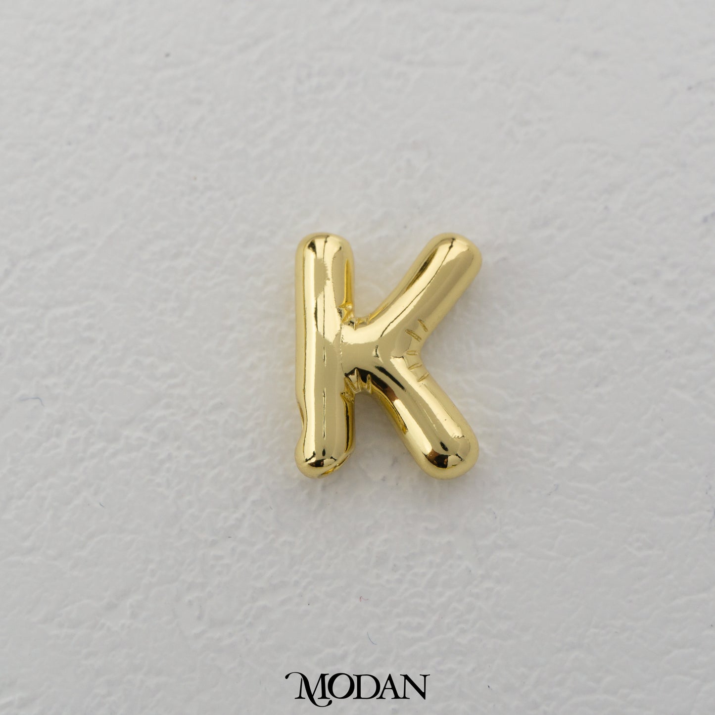 Chunky Plain A-Z Initial Alphabet Thick DIY Beads Charm Manik Liontin Kalung Huruf Tebal Hypoallergenic Gold Filled