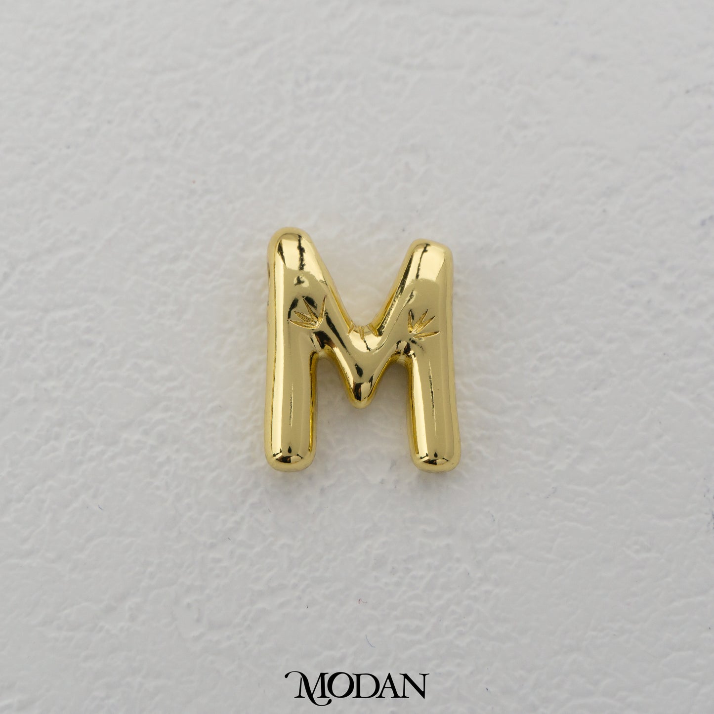 Chunky Plain A-Z Initial Alphabet Thick DIY Beads Charm Manik Liontin Kalung Huruf Tebal Hypoallergenic Gold Filled