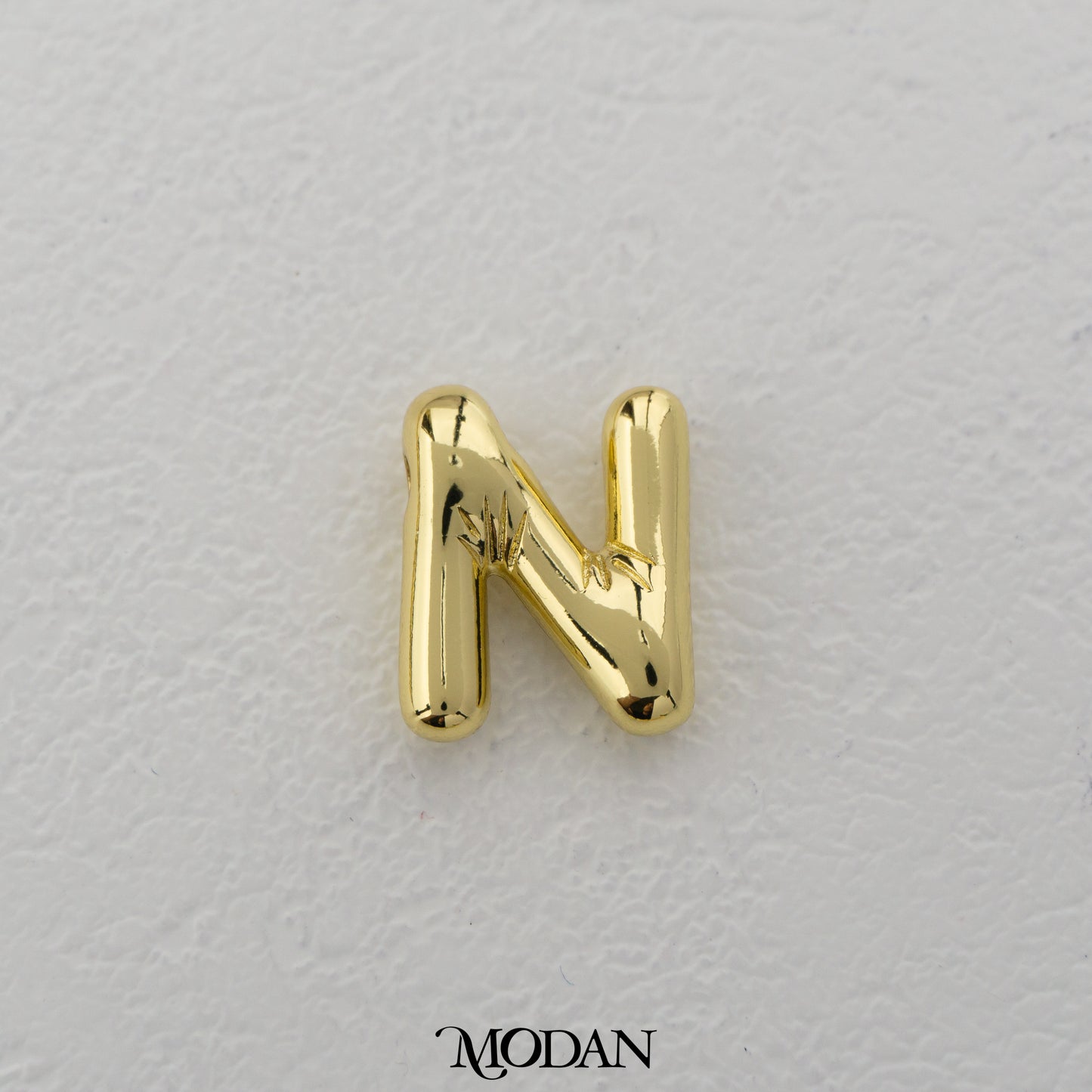 Chunky Plain A-Z Initial Alphabet Thick DIY Beads Charm Manik Liontin Kalung Huruf Tebal Hypoallergenic Gold Filled