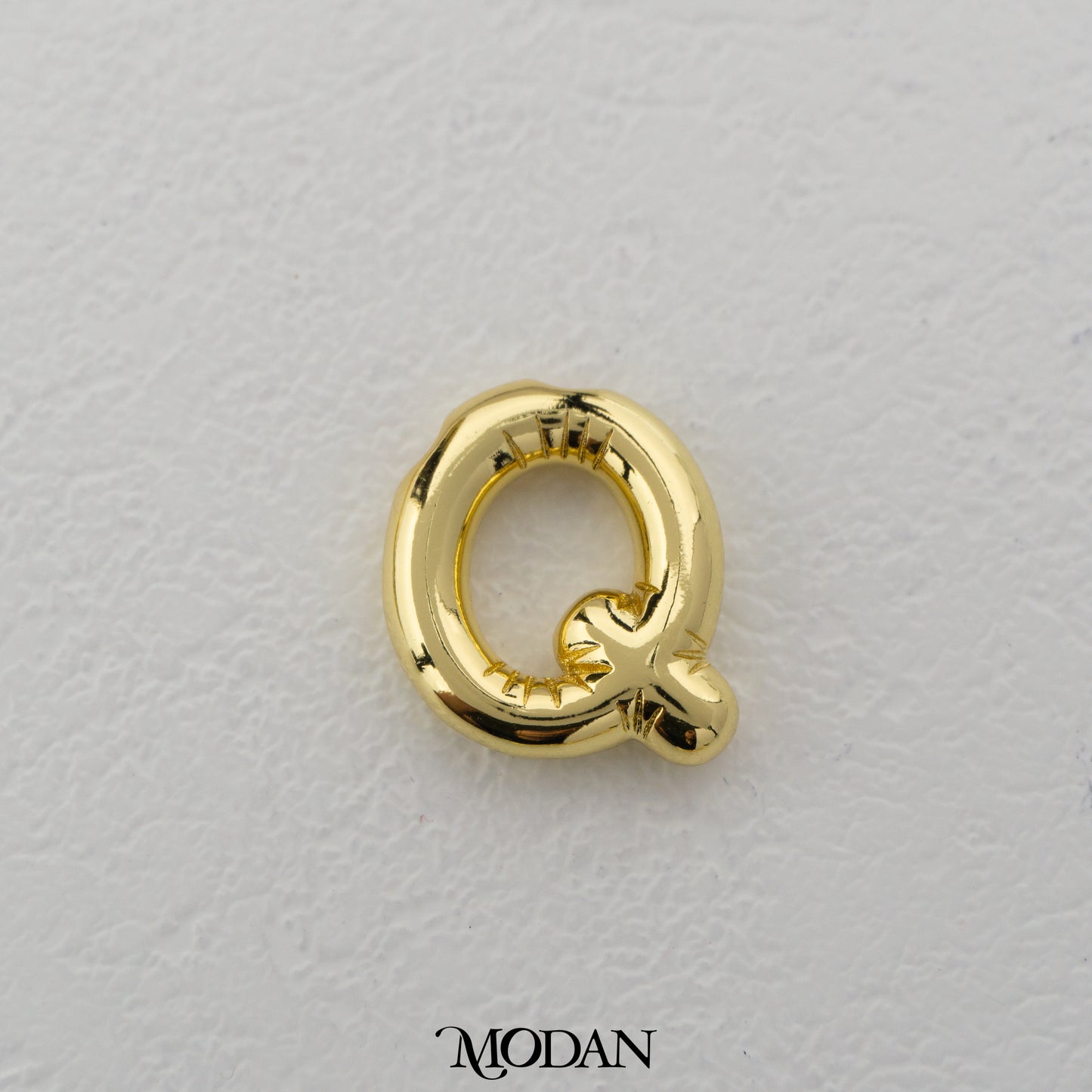 Chunky Plain A-Z Initial Alphabet Thick DIY Beads Charm Manik Liontin Kalung Huruf Tebal Hypoallergenic Gold Filled