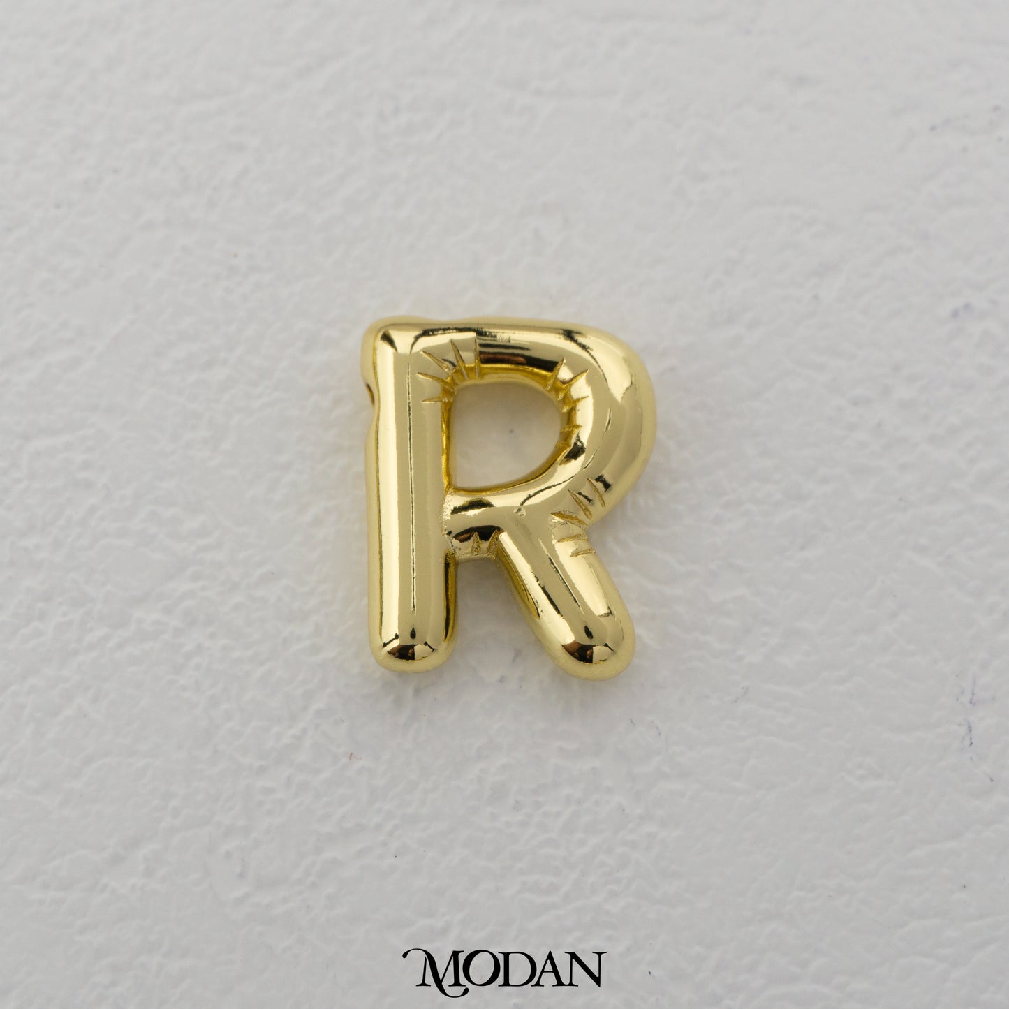 Chunky Plain A-Z Initial Alphabet Thick DIY Beads Charm Manik Liontin Kalung Huruf Tebal Hypoallergenic Gold Filled