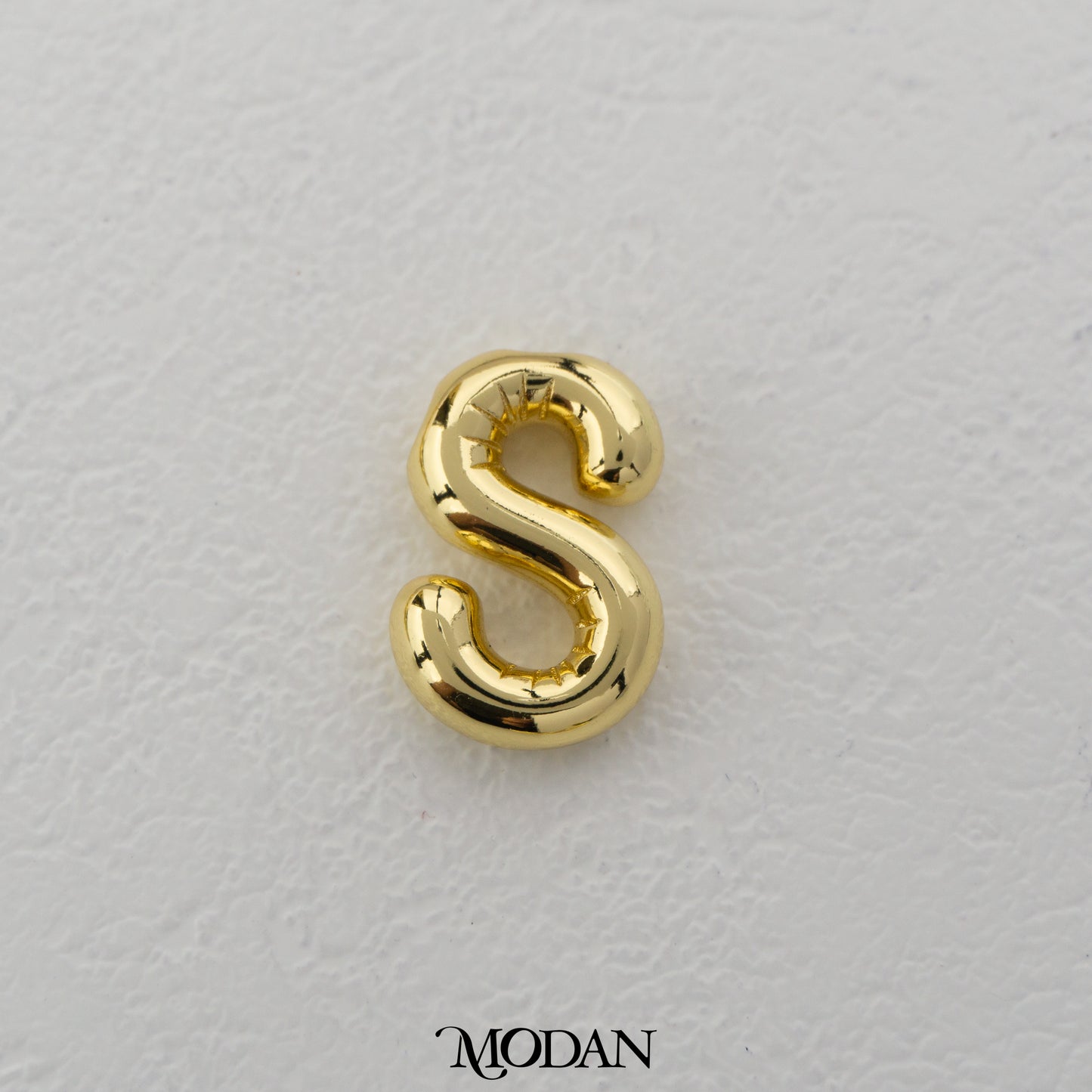 Chunky Plain A-Z Initial Alphabet Thick DIY Beads Charm Manik Liontin Kalung Huruf Tebal Hypoallergenic Gold Filled