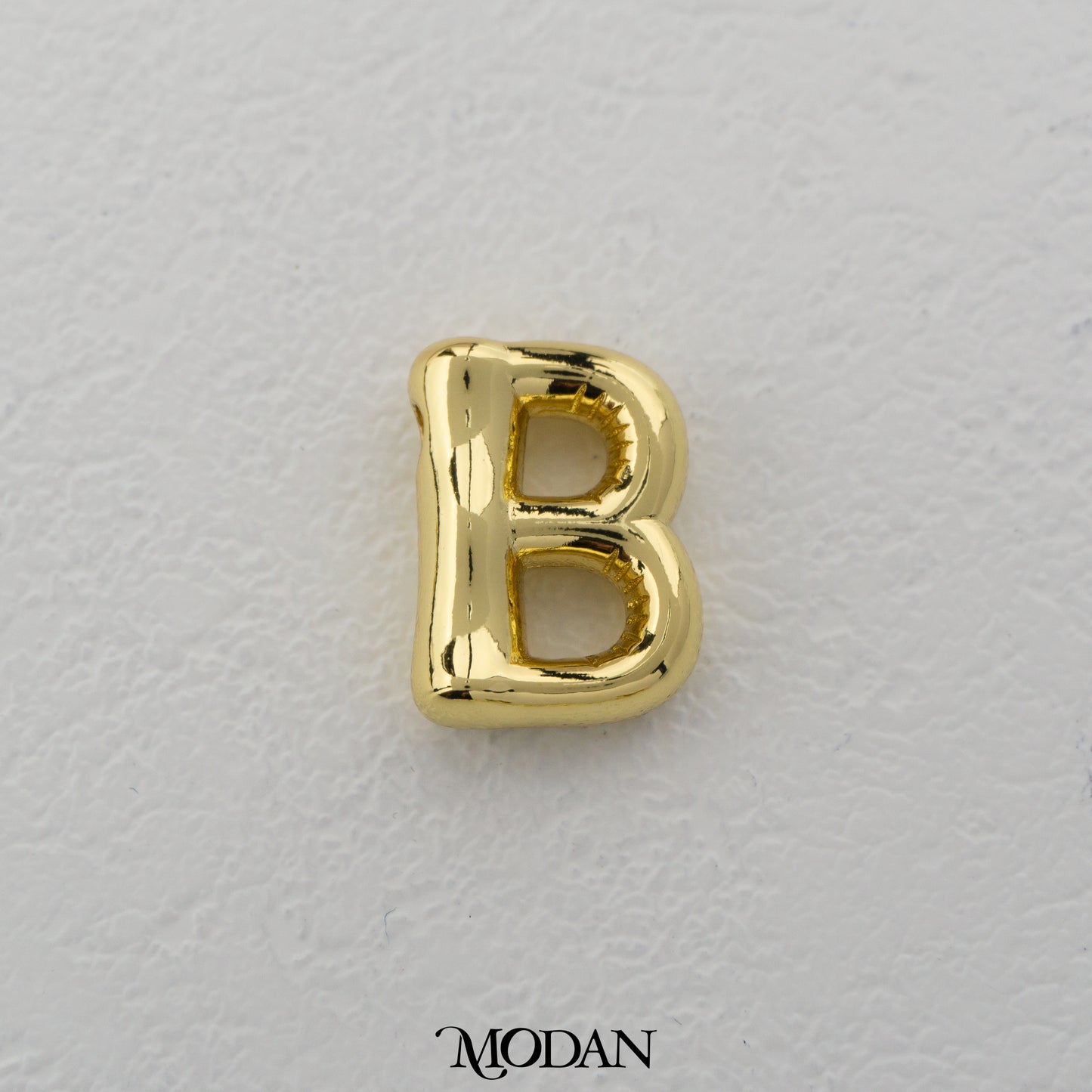 Chunky Plain A-Z Initial Alphabet Thick DIY Beads Charm Manik Liontin Kalung Huruf Tebal Hypoallergenic Gold Filled